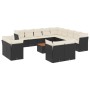 Set Divani da Giardino 14pz con Cuscini in Polyrattan Nero