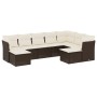 Set Divani da Giardino 9pz con Cuscini Marrone in Polyrattan