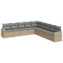 Set Divano da Giardino 9 pz con Cuscini Beige in Polyrattan