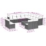 Set Divani da Giardino 14pz con Cuscini in Polyrattan Nero