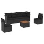 Set Divani da Giardino con Cuscini 7pz Nero Polyrattan