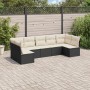 Set Divani da Giardino con Cuscini 7pz Nero Polyrattan