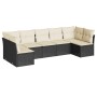 Set Divani da Giardino con Cuscini 7pz Nero Polyrattan