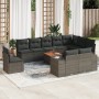 Set Divani da Giardino 11 pz con Cuscini in Polyrattan Grigio