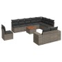 Set Divani da Giardino 11 pz con Cuscini in Polyrattan Grigio