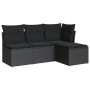 Set Divani da Giardino 4 pz con Cuscini Nero in Polyrattan