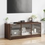 Mobile Porta TV con Ante in Vetro Rovere Marrone 102x37x42 cm