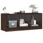 Mobile Porta TV con Ante in Vetro Rovere Marrone 102x37x42 cm