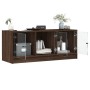 Mobile Porta TV con Ante in Vetro Rovere Marrone 102x37x42 cm