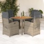 Set da Pranzo da Giardino 5 pz con Cuscini in Polyrattan Grigio