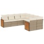 Set Divano da Giardino 8 pz con Cuscini Beige in Polyrattan