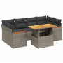 Set Divani da Giardino 7 pz con Cuscini Grigio in Polyrattan