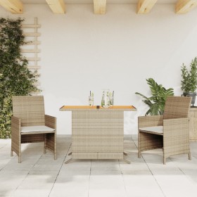 Set da Bistrò 3 pz con Cuscini Beige in Polyrattan