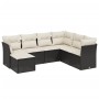 Set Divani da Giardino con Cuscini 7pz Nero Polyrattan