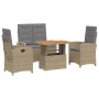 Set da Pranzo da Giardino 4 pz con Cuscini Beige in Polyrattan