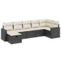 Set Divani da Giardino con Cuscini 7pz Nero Polyrattan