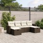 Set Divano da Giardino 6 pz con Cuscini Marrone in Polyrattan