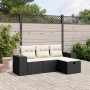 Set Divani da Giardino 4 pz con Cuscini Nero in Polyrattan