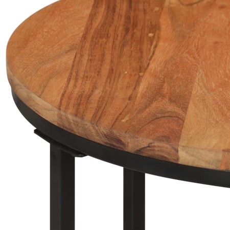 Tavolino Salotto 45x45x35cm in Legno Massello di Acacia e Ferro