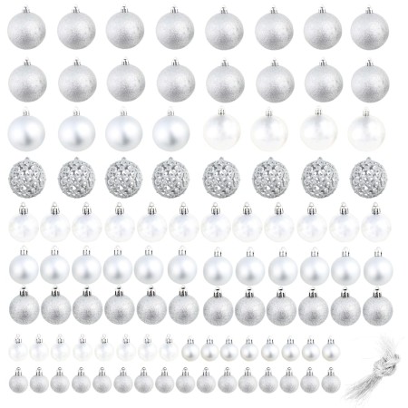 Set Palline di Natale 100 pz 3/4/6 cm Argento