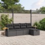 Set Divani da Giardino 5 pz con Cuscini in Polyrattan Nero