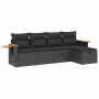 Set Divani da Giardino 5 pz con Cuscini in Polyrattan Nero