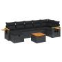 Set Divani da Giardino con Cuscini 8 pz Nero in Polyrattan