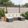 Set Divano da Giardino 6 pz con Cuscini Nero in Polyrattan