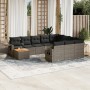 Set Divani da Giardino 11 pz con Cuscini in Polyrattan Grigio