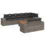 Set Divano da Giardino 9 pz con Cuscini Grigio in Polyrattan