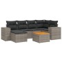 Set Divani da Giardino 7 pz con Cuscini Grigio in Polyrattan