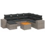 Set Divano da Giardino 8 pz con Cuscini Grigio in Polyrattan