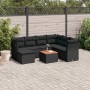 Set Divani da Giardino con Cuscini 8 pz Nero in Polyrattan