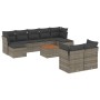 Set Divano da Giardino 10 pz con Cuscini Grigio in Polyrattan