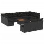 Set Divani da Giardino 14pz con Cuscini in Polyrattan Nero