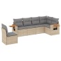 Set Divano da Giardino 6 pz con Cuscini Beige in Polyrattan