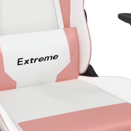 Sedia da Gaming Massaggiante Bianco e Rosa in Similpelle