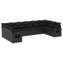 Set Divani da Giardino 10pz con Cuscini in Polyrattan Nero