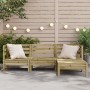 Divano da Giardino 3 Posti con Poggiapiedi Legno Massello Pino