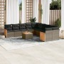 Set Divani da Giardino 11 pz con Cuscini in Polyrattan Grigio