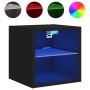 Mobili TV a Parete con Luci LED 2pz Neri 30x28,5x30 cm