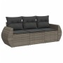 Set Divani da Giardino 3 pz con Cuscini Grigio in Polyrattan