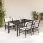 Set da Pranzo da Giardino 5 pz Nero con Cuscini in Polyrattan