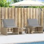 Lettini Prendisole 2 pz con Tavolino Beige in Polyrattan