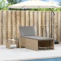 Lettini Prendisole 2 pz con Tavolino Beige in Polyrattan