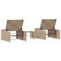 Lettini Prendisole 2 pz con Tavolino Beige in Polyrattan