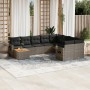 Set Divano da Giardino 10 pz con Cuscini Grigio in Polyrattan