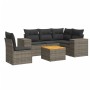 Set Divano da Giardino 6 pz con Cuscini Grigio in Polyrattan