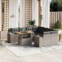 Set Divano da Giardino 9 pz con Cuscini Grigio in Polyrattan