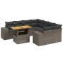 Set Divano da Giardino 9 pz con Cuscini Grigio in Polyrattan